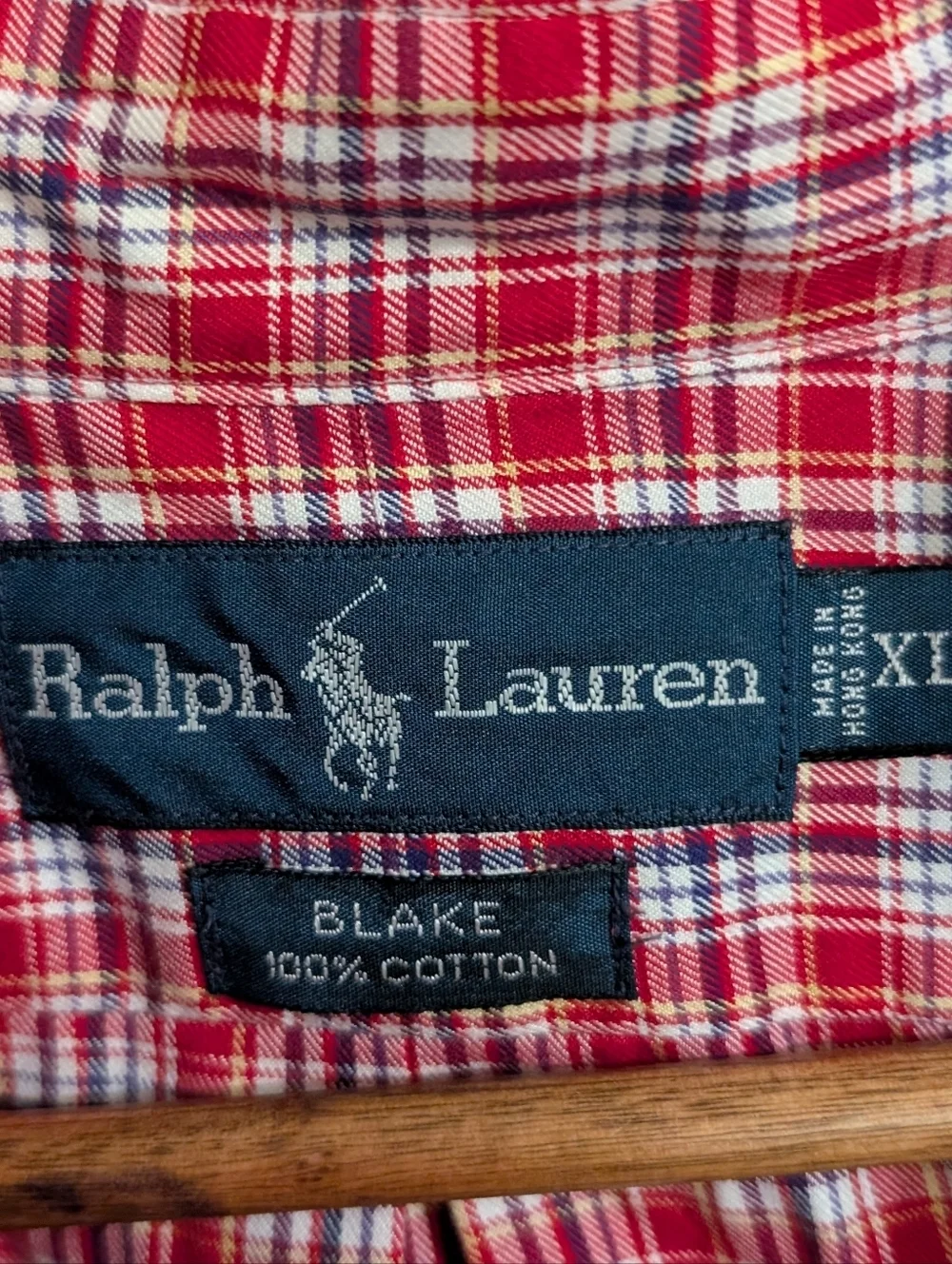 Polo Ralph Lauren Mens Shirt Blake Red Plaid Button Cotton Long Sleeve Size XL